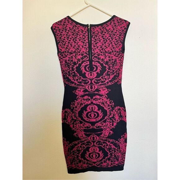 Berry Glitter & Black Bodycon Knit Bandage Sweater Mini Dress XOXO Vintage y2K S - Picture 5 of 6